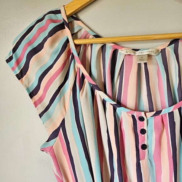 EUC LC LAUREN CONRAD STRIPED SHORT SLEEVES SWING STYLE SHORT DRESS SIZE M - Picture 8 of 16